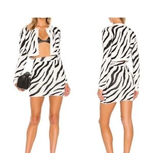 Superdown Black and White Zebra Skirt Set